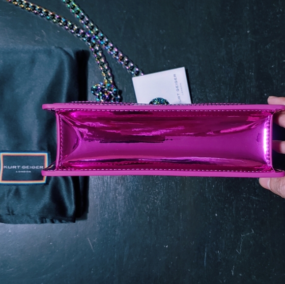 RARE HTF NWT Kurt Geiger Shoreditch Crossbody Bag Metallic Tweed Fuchsia Pink - Picture 12 of 16